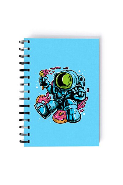 Generic Donut And Astronaut Rectangle Spiral A5 Notebook Multicolour