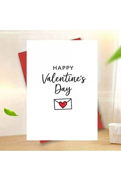 Generic Cute Valentine's Card 1pc Simple "HAPPY Valentine's Day" (Red/White)