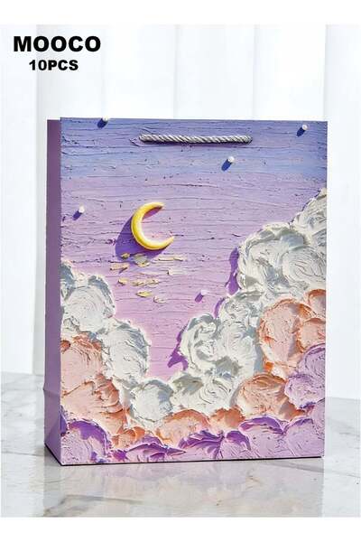 Generic 10PCS Large Gift Bags (32*25*11CM),Oil Painting Gift Bag,Moon Cloud P...