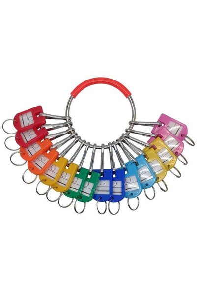 Generic Portable Metal Ring Key Organizer with 16 Spring Hooks & Key Tags wit...