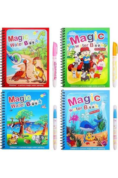 Generic Magic Water Book Assorted Pack of 4 with Water Pens