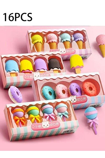 Generic 16-Piece Set of 3D Cute Mini Ice Cream Donut Take Apart Erasers - Fun...