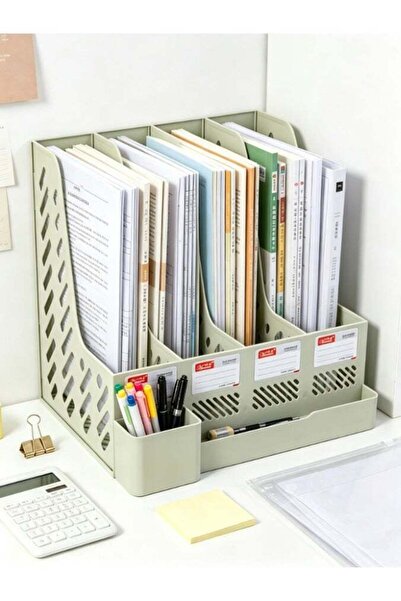Generic 4 Compartments Desktop File Organizer, Plastic File Folder Holder wit...