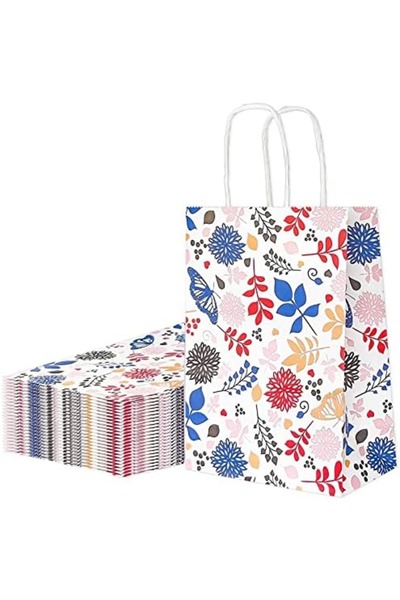 Generic Floral Paper Party Favor Bags,Kraft Gift Goodie Bags with Handles for...