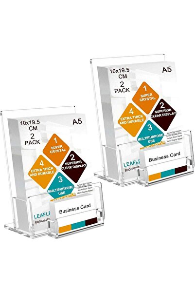 Generic ARS A5 Leaflet Holder with Business Card Holder, Crystal Clear Acryli...