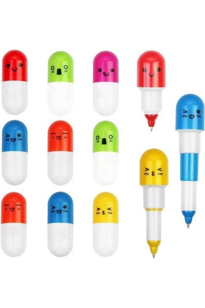 Generic 24 Pcs Mini Retractable Ballpoint Pens, Cute Emoticon Cartoon Face Bl...