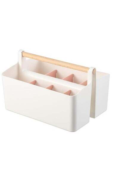 Generic Large Portable Craft Caddy Tote with Wooden Handle, Plastic Art Suppl...