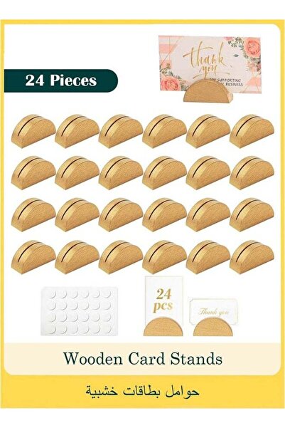 Generic 24-Pack Gold Wooden Card Holders Stands, Semicircular Table Card Stan...