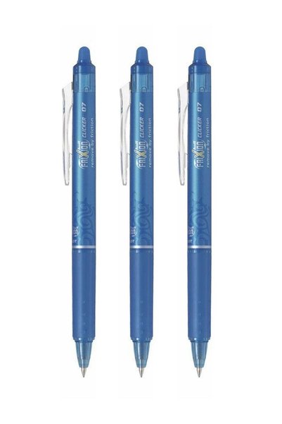 Generic 3-Piece Frixion Clicker Erasable Ball Pen 0.7mm Tip Light Blue Ink