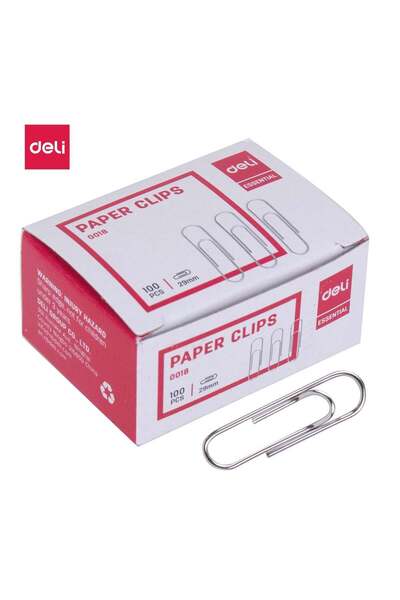 Generic Deli E0018 Paper Clips - 29mm, Silver