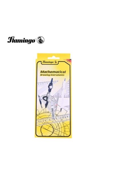 Generic Flamingo Mathematical Drawing Instruments Set - Compass & Ruler - Saf...