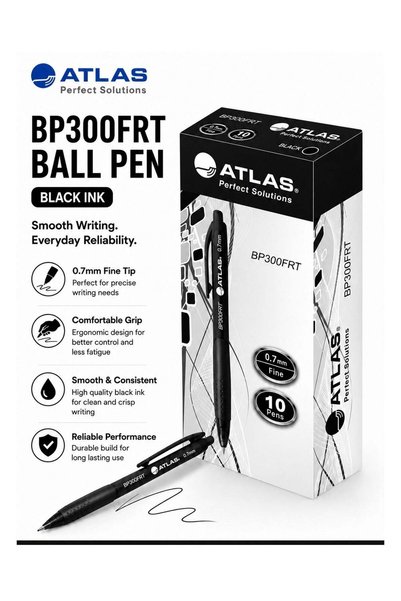 Generic 10-Piece Retractable Ballpoint Pen 0.7mm Fine Tip Black Ink