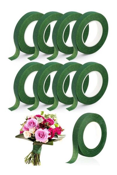 Generic 8 Rolls Dark Green Adhesive Floral Tape For Flower Bouquet Arranging ...
