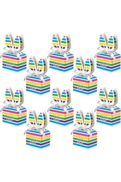 Generic 10 PCS Easter Bunny Paper Candy Boxes, Egg-Shaped Gift Boxes with Han...