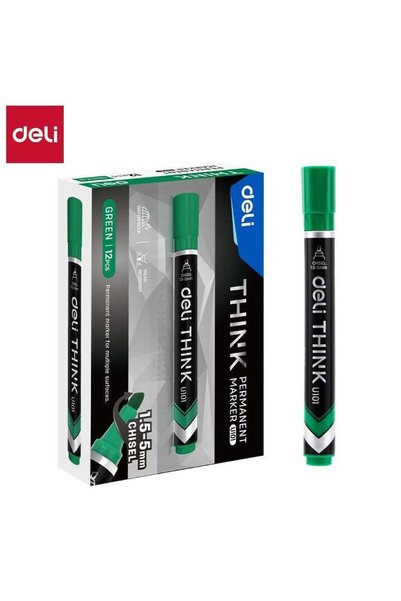 Generic Deli EU10150 Permanent Marker Chisel Tip 1.5-5mm Green 12PCS/Box – Id...