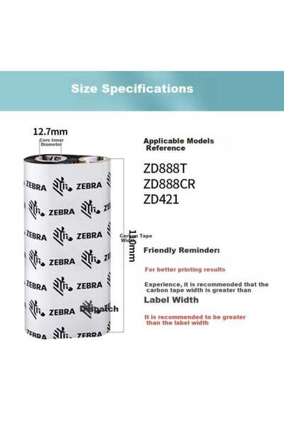 Generic Zebra Technologies 110mm*70m Original Label Barcode Printer Wax-based...