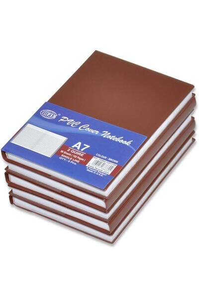 Generic PVC Notebook A7, 2-Quires Brown 5-Piece - FSNBA72QPVCBR
