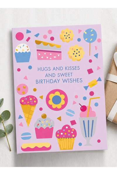 Generic Hugs & Kisses Birthday Greeting Card, Affectionate Celebration Messag...