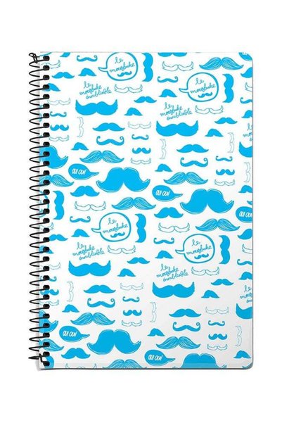 Generic Le Moustache A5 Spiral Notebook White/Blue