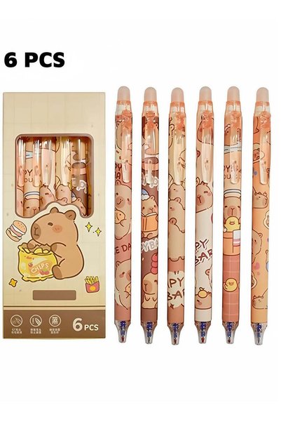 Generic 6 Pcs Erasable Pens 0.5mm, Cute Animal Cartoon Capibara Design，Writin...