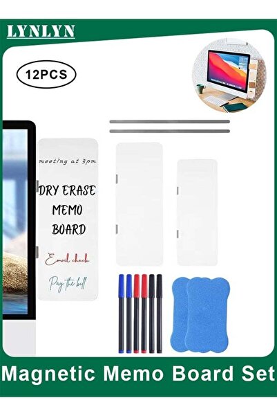 Generic 2-Piece Magnetic Whiteboard Monitor Memo Board for Desktop, Dry Erase...
