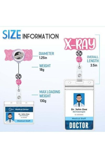 Generic Retractable ID Badge Reel for Nursing & Hospital Staff – Cute X-Ray D...
