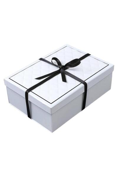 Generic White Gift Box With Lid,Large Hard Cardboard Box With Ribbon For New ...