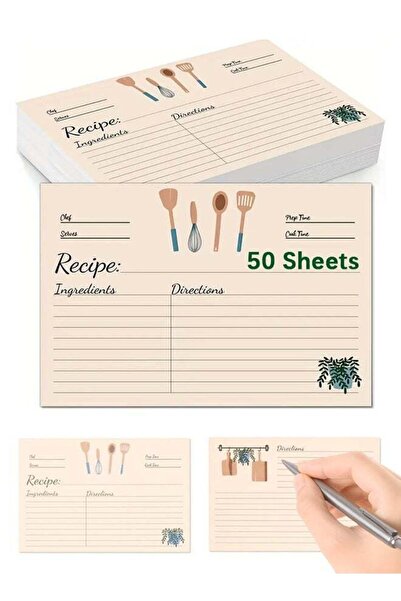 Generic 50 Sheets Recipe Cards, 4x6 Inches Double Sided Cards, Blank Cardstoc...