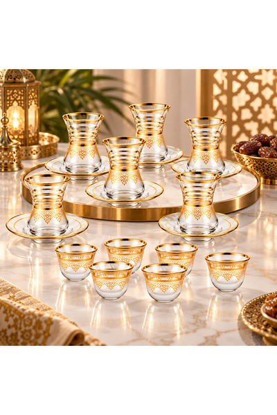 Byblos Saudi Arabia 18Pcs Luxury Tea and Coffee Set - 6 Tea Cups with 6 Sauce...