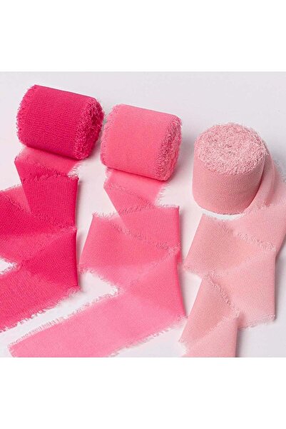 Generic Chiffon Ribbon, Hot Pink Pastel Pink 1.5''x21Yd Frayed Fringe Silk Ri...