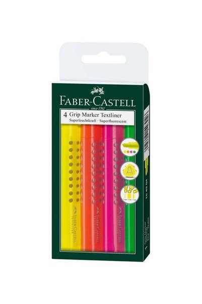 Generic 4-Piece Grip Marker Highlighter Multicolour