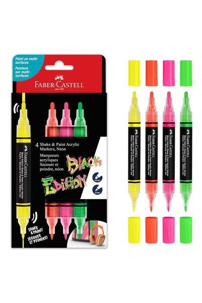 Generic 4-Piece Shake And Paint Black Edition Acrylic Paint Markers Neon Colours
