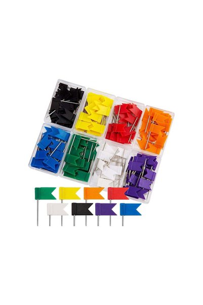 Generic Push Pins, 400 PCS Map Tacks, Marking Pins, 8 Assorted Colors, Map Th...