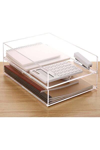 Generic ARS Letter Tray, Clear Acrylic Paper Tray, Stackable Desk File Organi...