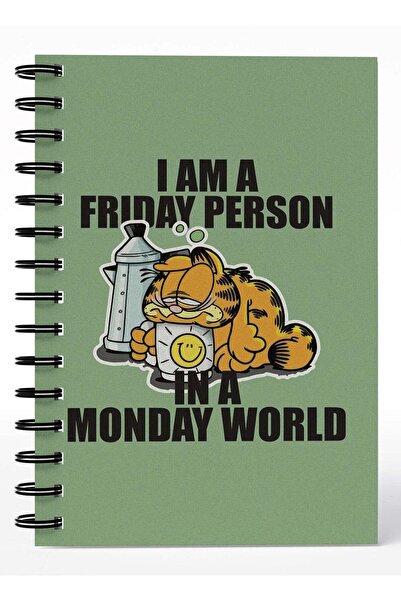 Generic Wirebound Spiral Notebook Funny Garfield Monday Quote Lined Writing J...