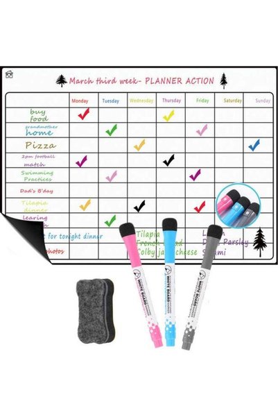 Generic Magnetic Calendar Whiteboard White