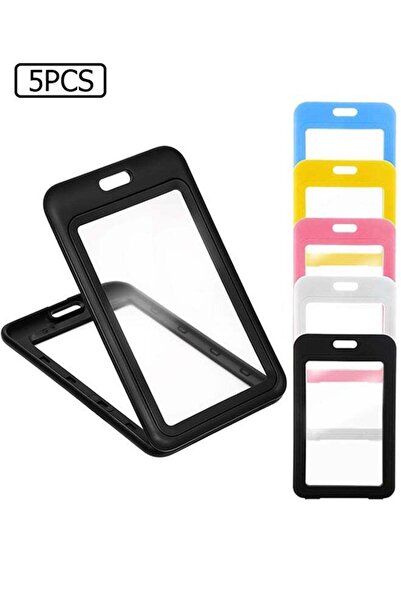 Generic 5 Pcs Double Sided ID Badge Holder, Vertical Badge Holder with Double...