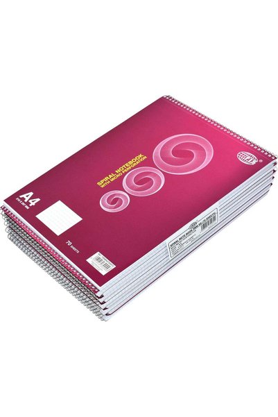 Generic FIS Pack of 10 Spiral Notebook A4 5Mm Top Side Spiral 70 Sheets -FSNB...