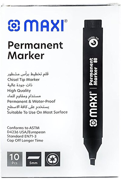 Generic Maxi Permanent Marker with Chisel Tip - 10 Pack, Black