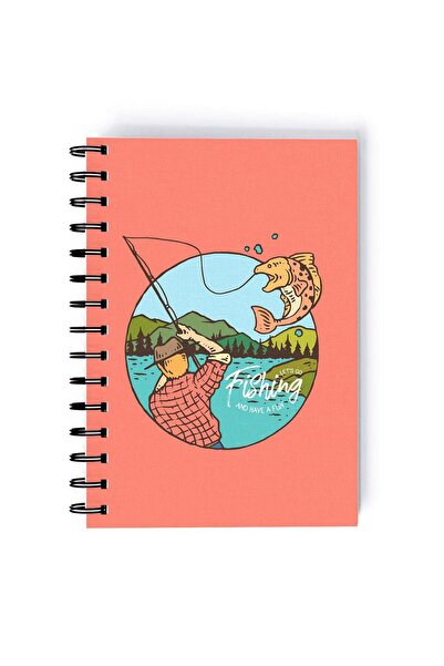 Generic Fishing Scene Quality Rectangle Spiral A5 Notebook Multicolour