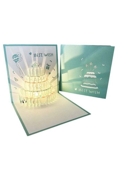 Generic Birthday Card, 3D Pop Up Cake Card, Upgraded version，Handmade Happy C...
