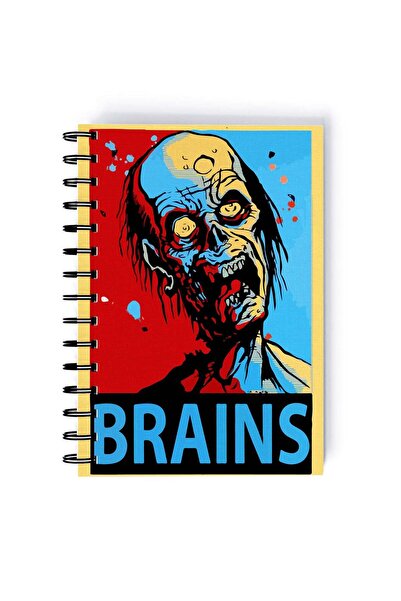 Generic Spiral A5 Notebook Zombie Undead Brains Retro