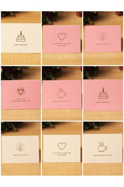 Generic 9PCS Gold-Embossed Greeting Cards Set (11.5 × 8.5cm) – Birthday, Best...