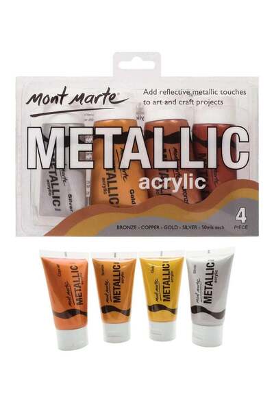 Generic 4-Piece Acrylic Paint Metallic Colours 50ml Content Per Tube