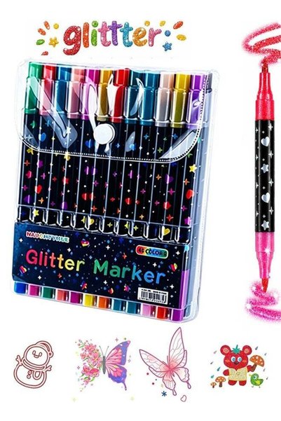 Generic 24 Pack 48 Colors Glitter Dual Tip Brush Pens, Sparkle Paint Markers ...