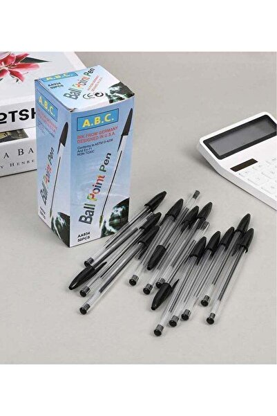 Generic ABC Smooth 50-Piece Boxed Black Ballpoint Pens, ultra-smooth ballpoin...