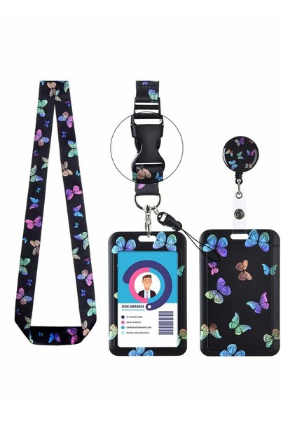 Generic ID Badge Holder with Lanyard (Colour Butterfly)