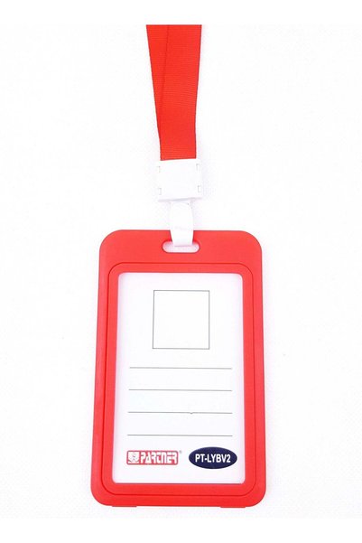 Generic 5-Piece ID Card Holder Vertical With Lanyard Red Colour