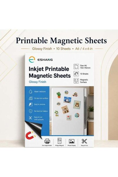 Generic Printable Magnetic Photo Paper A6, 10 Sheets Glossy Inkjet Magnet She...