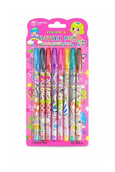 Generic 8-Piece Glitter Pen Set with Assorted Colours & Fruit Scent, Decorati...